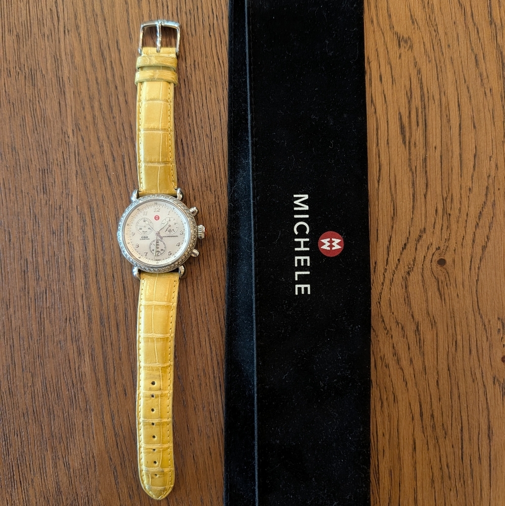 Michele CSX Diamond Watch with 9 Genuine Leather Michele Bands - Picture 2 of 7